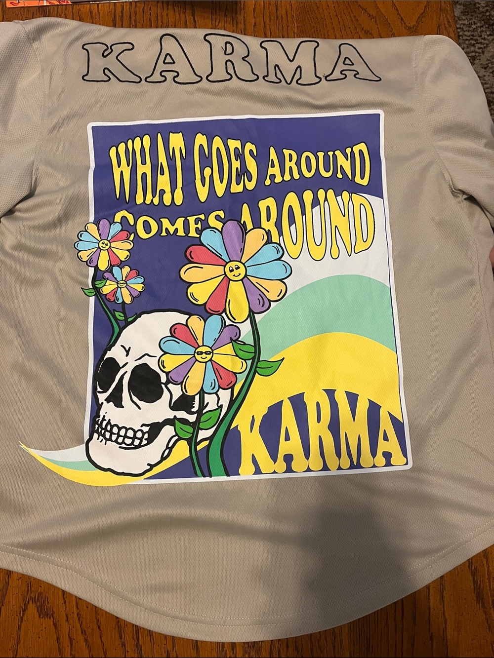 Karma button up with Multicolor Retro Floral Skull Print
